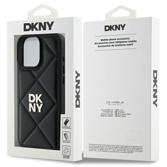 DKNY DKHCP16XPQDSLK Quilted Stack Logo tok iPhone 16 Pro Max - fekete