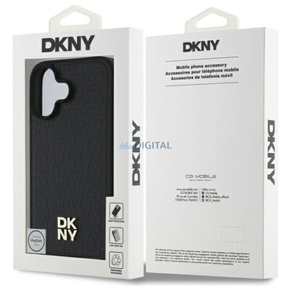 DKNY DKHMP16SPSHRPSK Repeat Pattern Stack Logo MagSafe-kompatibilis keménytok iPhone 16 - fekete