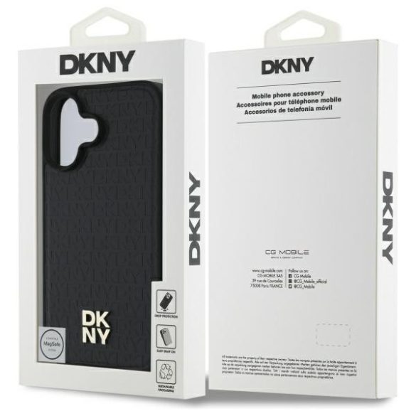 DKNY DKHMP16SPSHRPSK Repeat Pattern Stack Logo MagSafe-kompatibilis keménytok iPhone 16 - fekete