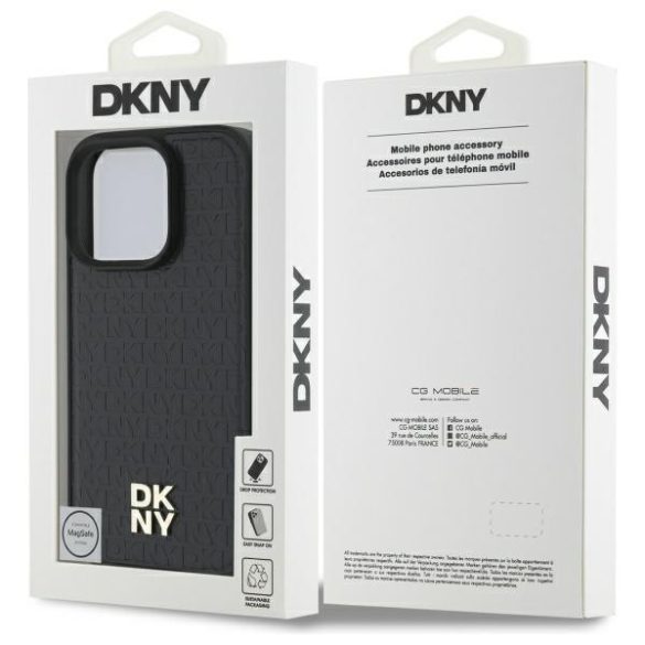 DKNY DKHMP16XPSHRPSK Repeat Pattern Stack Logo MagSafe-kompatibilis keménytok iPhone 16 Pro Max - fekete