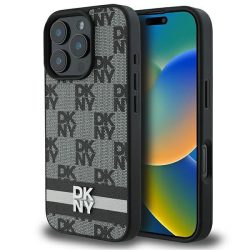   DKNY DKHCP16LPCPTSSK Checkered Pattern & Printed Stripes keménytok iPhone 16 Pro - fekete
