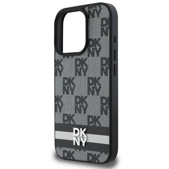 DKNY DKHCP16LPCPTSSK Checkered Pattern & Printed Stripes keménytok iPhone 16 Pro - fekete