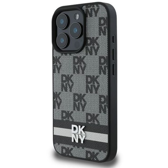 DKNY DKHCP16XPCPTSSK Checkered Pattern & Printed Stripes keménytok iPhone 16 Pro Max - fekete