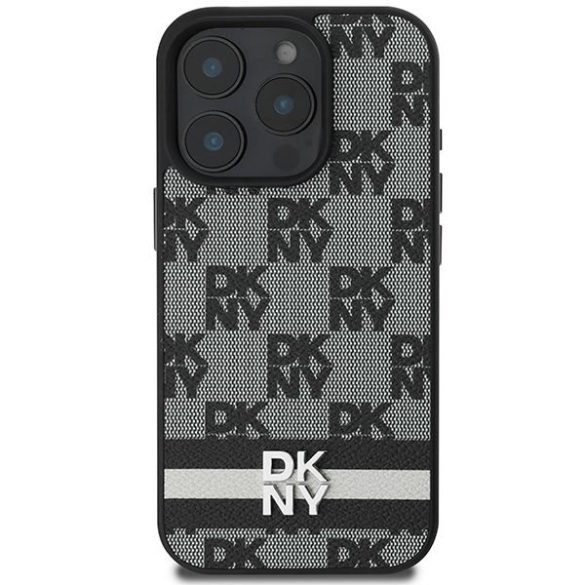 DKNY DKHCP16XPCPTSSK Checkered Pattern & Printed Stripes keménytok iPhone 16 Pro Max - fekete