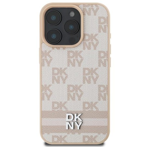 DKNY DKHCP16XPCPTSSP Checkered Pattern & Printed Stripes keménytok iPhone 16 Pro Max - rózsaszín