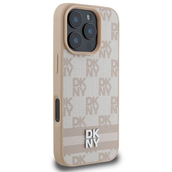 DKNY DKHCP16XPCPTSSP Checkered Pattern & Printed Stripes keménytok iPhone 16 Pro Max - rózsaszín