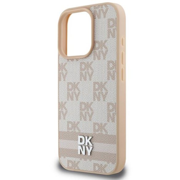 DKNY DKHCP16XPCPTSSP Checkered Pattern & Printed Stripes keménytok iPhone 16 Pro Max - rózsaszín