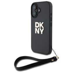   DKNY DKHCP16SPBSWSK Wrist Strap Stock Logo keménytok iPhone 16 - fekete