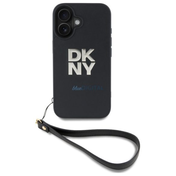 DKNY DKHCP16SPBSWSK Wrist Strap Stock Logo keménytok iPhone 16 - fekete