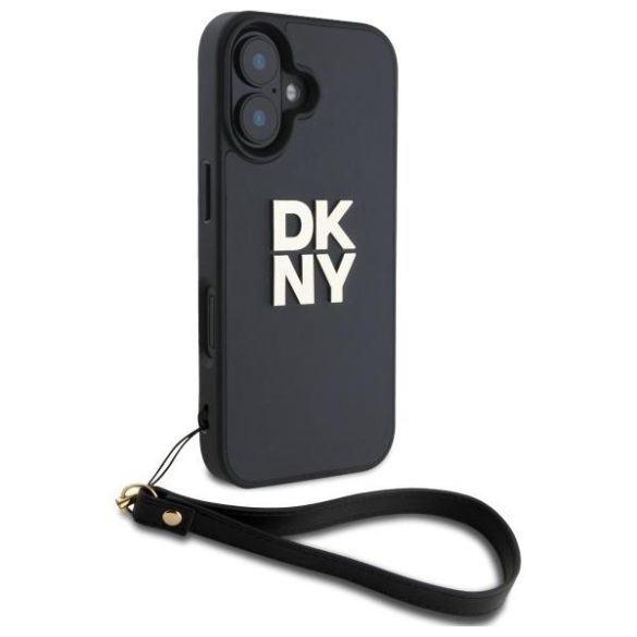 DKNY DKHCP16SPBSWSK Wrist Strap Stock Logo keménytok iPhone 16 - fekete