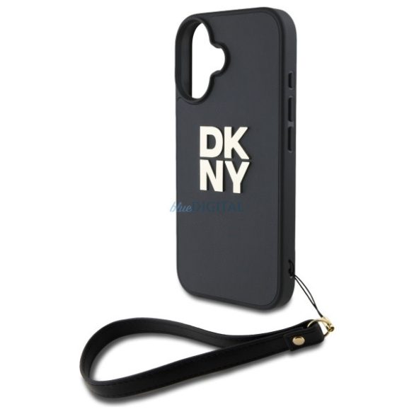 DKNY DKHCP16SPBSWSK Wrist Strap Stock Logo keménytok iPhone 16 - fekete