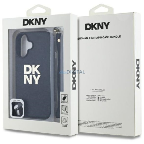 DKNY DKHCP16SPBSWSK Wrist Strap Stock Logo keménytok iPhone 16 - fekete