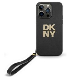   DKNY DKHCP16LPBSWSK Wrist Strap Stock Logo keménytok iPhone 16 Pro - fekete
