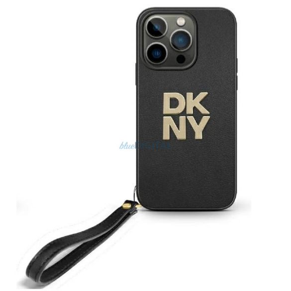 DKNY DKHCP16LPBSWSK Wrist Strap Stock Logo keménytok iPhone 16 Pro - fekete