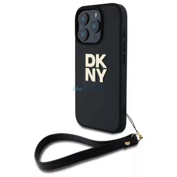 DKNY DKHCP16LPBSWSK Wrist Strap Stock Logo keménytok iPhone 16 Pro - fekete