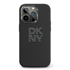 DKNY DKHCP16SSMCBSK Liquid Silicone Metal Logo keménytok iPhone 16 - fekete