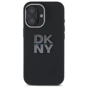 DKNY DKHCP16SSMCBSK Liquid Silicone Metal Logo keménytok iPhone 16 - fekete