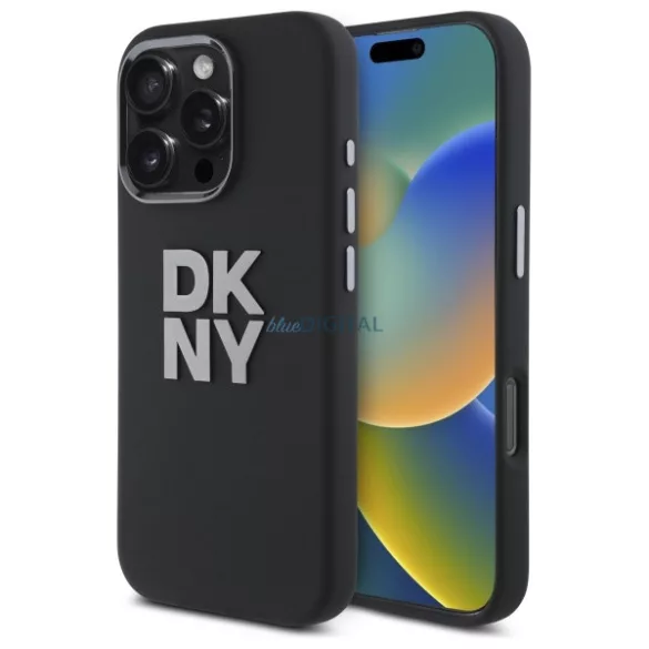 DKNY DKHCP16XSMCBSK Liquid Silicone Metal Logo keménytok iPhone 16 Pro Max - fekete