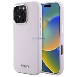   DKNY DKHMP16LSMCHLP Liquid Silicone Small Metal Logo MagSafe-kompatibilis keménytok iPhone 16 Pro - rózsaszín