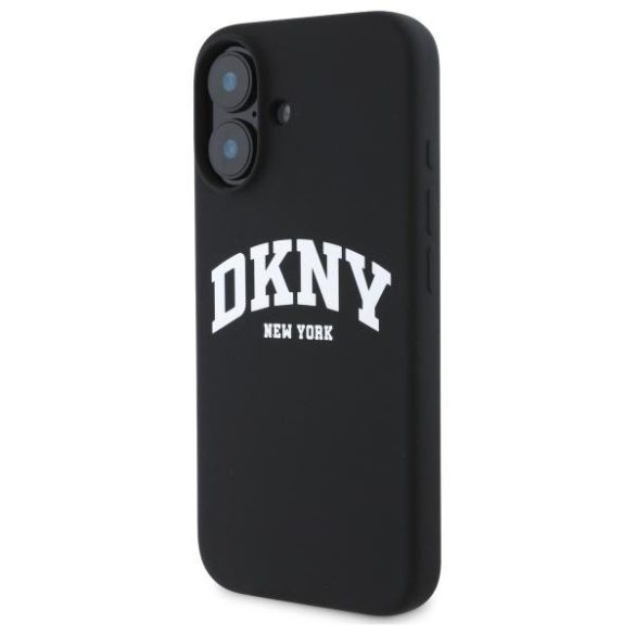 DKNY DKHMP16SSNYACH Silicone White Printed Logo MagSafe-kompatibilis keménytok iPhone 16 - fekete