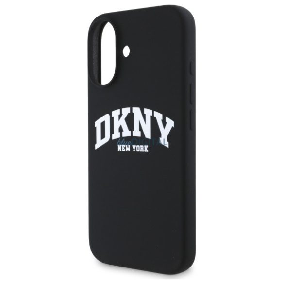 DKNY DKHMP16SSNYACH Silicone White Printed Logo MagSafe-kompatibilis keménytok iPhone 16 - fekete