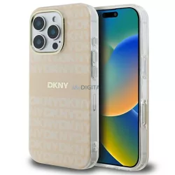   DKNY DKHMP16LHRHSEP Repeat texture patern & Stripe MagSafe keménytok iPhone 16 Pro - rózsaszín