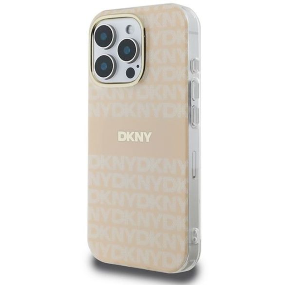 DKNY DKHMP16LHRHSEP Repeat texture patern & Stripe MagSafe keménytok iPhone 16 Pro - rózsaszín