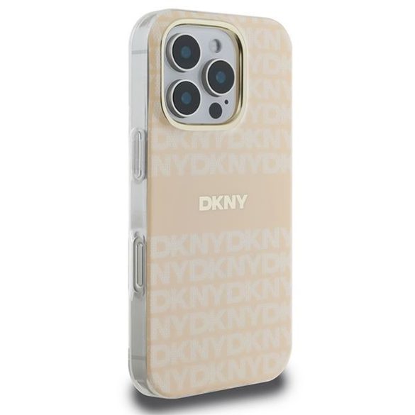 DKNY DKHMP16LHRHSEP Repeat texture patern & Stripe MagSafe keménytok iPhone 16 Pro - rózsaszín