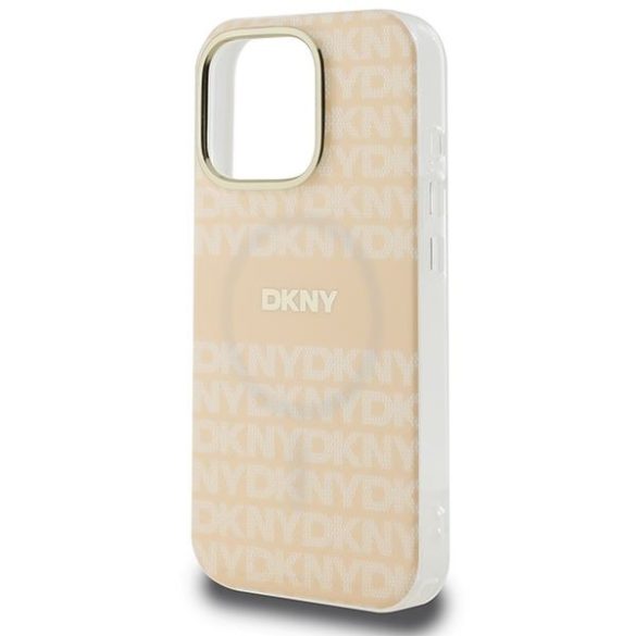 DKNY DKHMP16LHRHSEP Repeat texture patern & Stripe MagSafe keménytok iPhone 16 Pro - rózsaszín