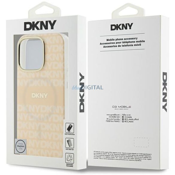 DKNY DKHMP16LHRHSEP Repeat texture patern & Stripe MagSafe keménytok iPhone 16 Pro - rózsaszín