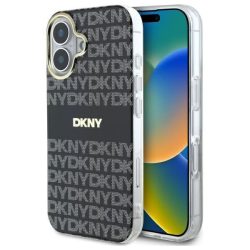   DKNY DKHMP16SHRHSEK Repeat Texture Pattern With Stripe tok iPhone 16 - fekete