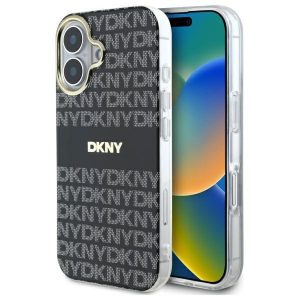 DKNY DKHMP16SHRHSEK Repeat Texture Pattern With Stripe tok iPhone 16 - fekete