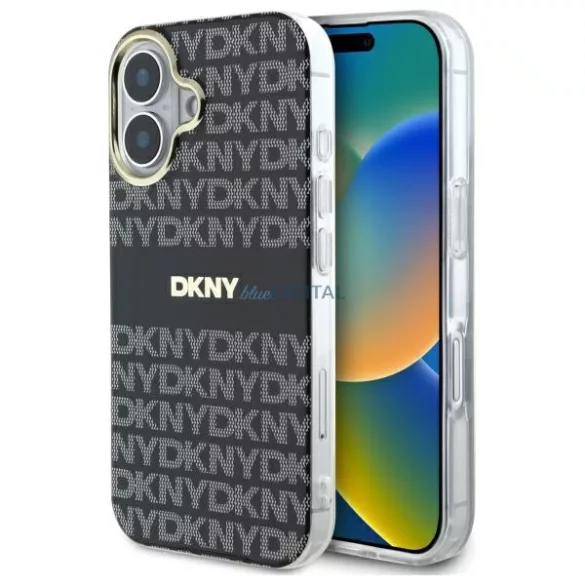 DKNY DKHMP16SHRHSEK Repeat Texture Pattern With Stripe tok iPhone 16 - fekete