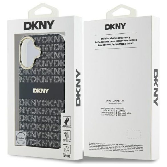 DKNY DKHMP16SHRHSEK Repeat Texture Pattern With Stripe tok iPhone 16 - fekete