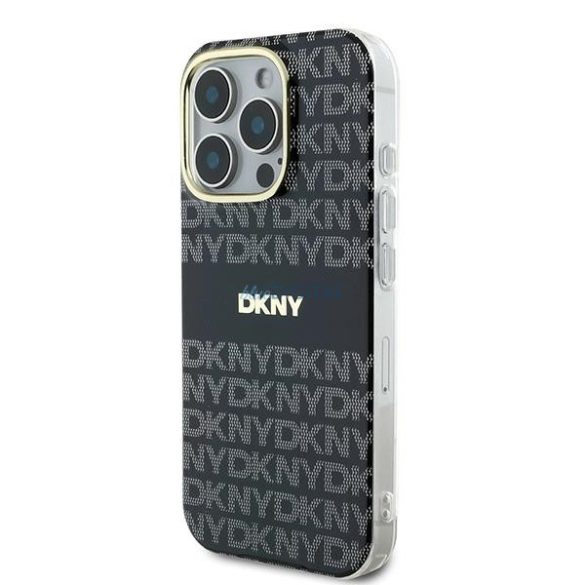 DKNY DKHMP16LHRHSEK Repeat Texture Pattern With Stripe keménytok iPhone 16 Pro - fekete