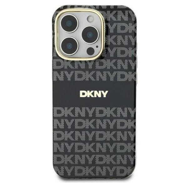 DKNY DKHMP16LHRHSEK Repeat Texture Pattern With Stripe keménytok iPhone 16 Pro - fekete