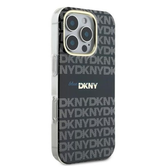 DKNY DKHMP16LHRHSEK Repeat Texture Pattern With Stripe keménytok iPhone 16 Pro - fekete