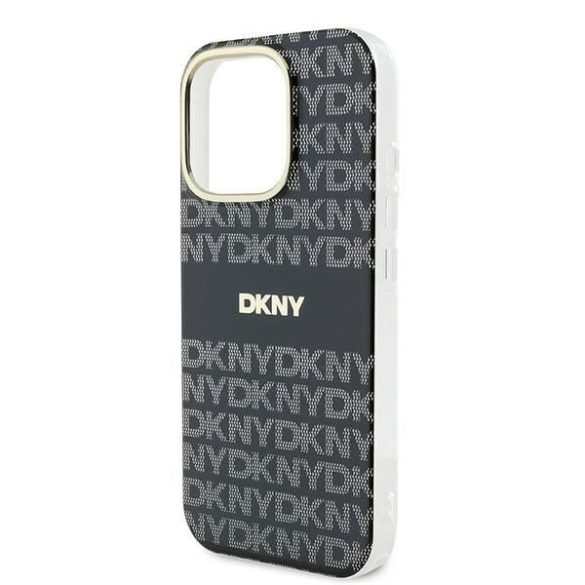 DKNY DKHMP16LHRHSEK Repeat Texture Pattern With Stripe keménytok iPhone 16 Pro - fekete