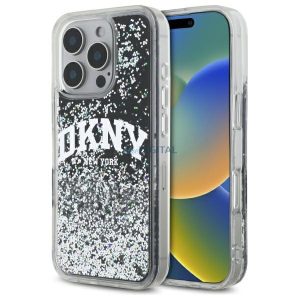 DKNY DKHCP16LLBNAEK Liquid Glitter Arch Logo keménytok iPhone 16 Pro - fekete