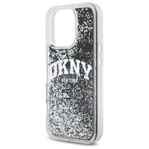 DKNY DKHCP16LLBNAEK Liquid Glitter Arch Logo keménytok iPhone 16 Pro - fekete