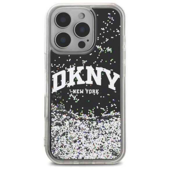 DKNY DKHCP16XLBNAEK Liquid Glitter Arch Logo keménytok iPhone 16 Pro Max - fekete