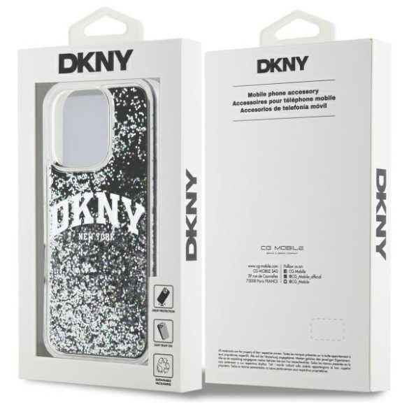 DKNY DKHCP16XLBNAEK Liquid Glitter Arch Logo keménytok iPhone 16 Pro Max - fekete