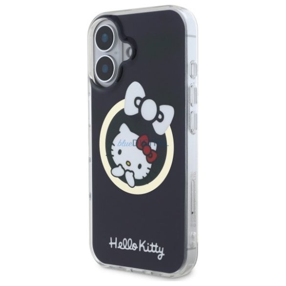 Hello Kitty HKHMP16SHFLBK IML Fun Bow MagSafe-kompatibilis keménytok iPhone 16 - fekete