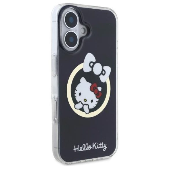 Hello Kitty HKHMP16SHFLBK IML Fun Bow MagSafe-kompatibilis keménytok iPhone 16 - fekete