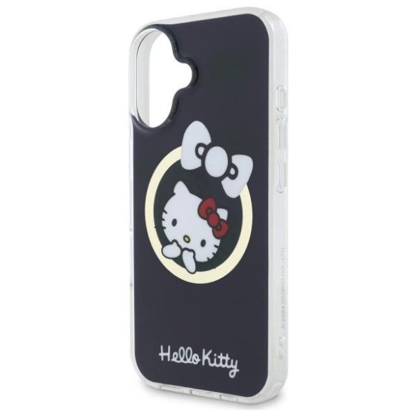 Hello Kitty HKHMP16SHFLBK IML Fun Bow MagSafe-kompatibilis keménytok iPhone 16 - fekete