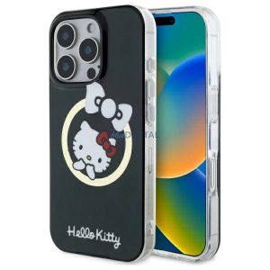 Hello Kitty HKHMP16LHFLBK IML Fun bow Magsafe keménytok iPhone 16 Pro - fekete