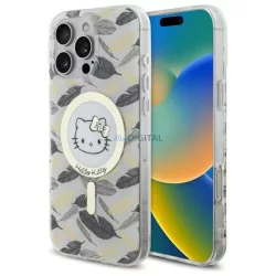   Hello Kitty HKHMP16XHGLEH IML Golden Leaves MagSafe-kompatibilis keménytok iPhone 16 Pro - fehér