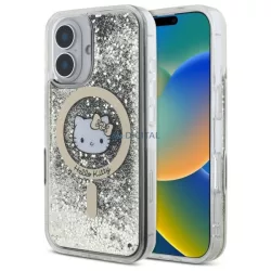   Hello Kitty HKHMP16SLGDIK Liquid Glitter Fever MagSafe-kompatibilis keménytok iPhone 16 - fekete