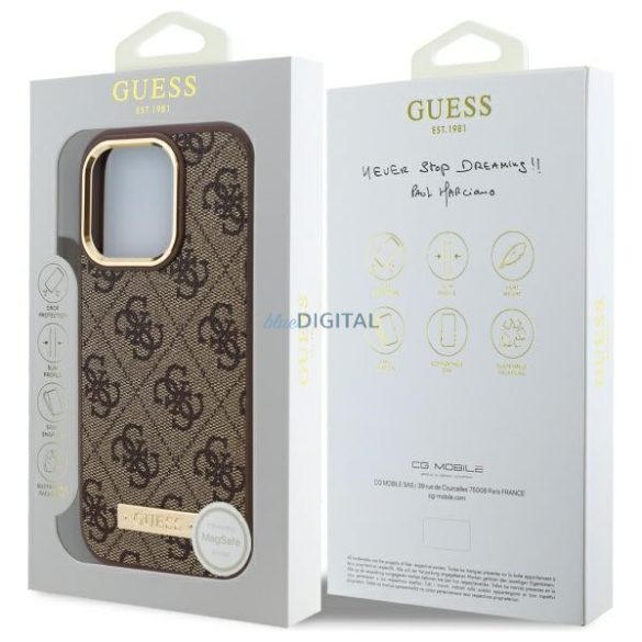 Guess GUHMP16LU4GPRW 4G Logo Plate MagSafe keménytok iPhone 16 Pro - barna