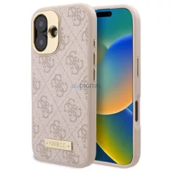   Guess GUHMP16SU4GPRP 4G Logo Plate MagSafe keménytok iPhone 16 - rózsaszín